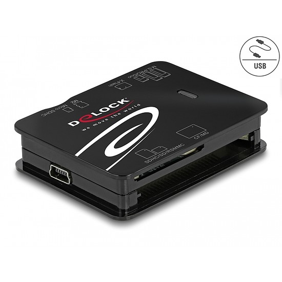 Delock USB 2.0 kártyaolvasó CF / SD / Micro SD / MS / xD / M2 memóriakártyákhoz (91007)