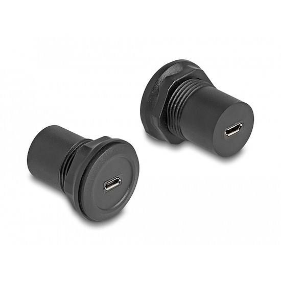 Delock USB 2.0 Micro-B-típusú USB 2.0 Micro-B-típusú beépített csatlakozóval fekete
