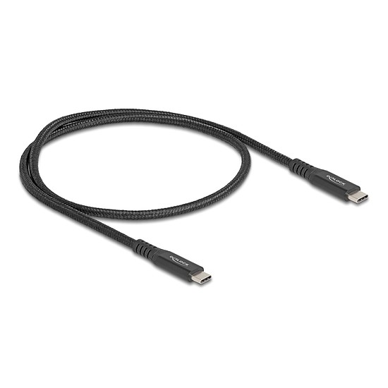 Delock USB 20 Gbps kábel USB Type-C apa - apa PD 3.0 100 W E-Marker 0,5 m fekete fém