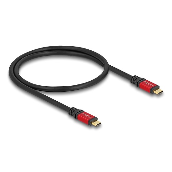 Delock USB 20 Gbps kábel USB Type-C apa - apa PD 3.0 100 W E-Marker 0,5 m piros fém