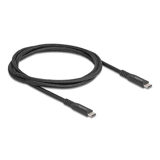 Delock USB 20 Gbps kábel USB Type-C apa - apa PD 3.0 100 W E-Marker 1 m fekete fém