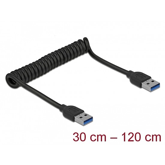Delock USB 3.0 csavart kábel A-típusú apa - A-típusú apa csatlakozóval (85348)