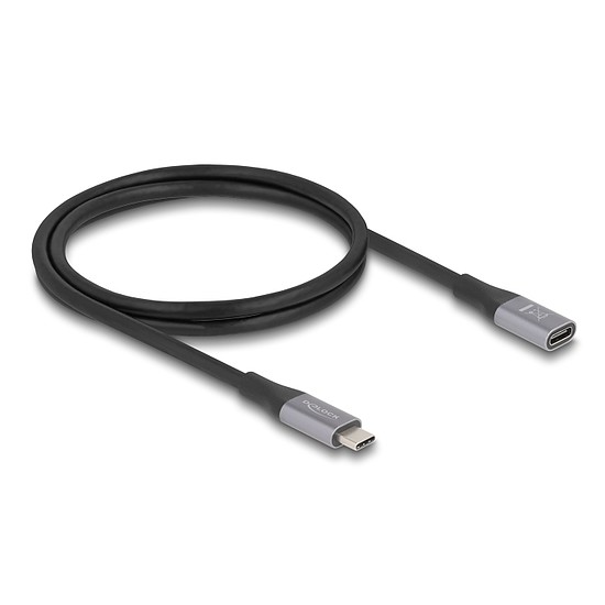 Delock USB 40 Gbps bővítő kábel USB Type-C apa - anya PD 3.1 240 W 1 m szürke fém