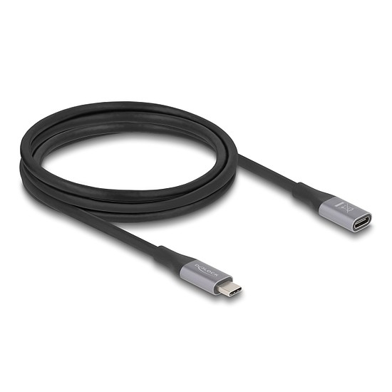 Delock USB 40 Gbps bővítő kábel USB Type-C apa - anya PD 3.1 240 W 2 m szürke fém