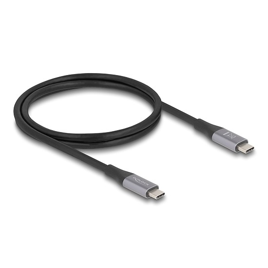 Delock USB 40 Gbps kábel USB Type-C dugó - dugó PD 3.1 240 W E-Marker 1 m szürke fém