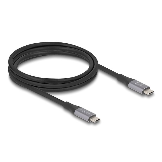 Delock USB 40 Gbps kábel USB Type-C dugó - dugó PD 3.1 240 W E-Marker 2 m szürke fém