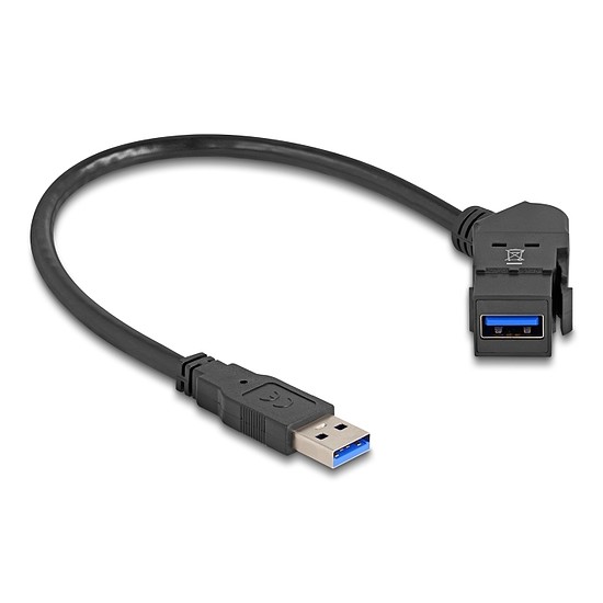Delock USB 5 Gbps A-típusú panel tartó anya 45 -ban hajlított A-típusú apa 30 cm kábellel, fekete