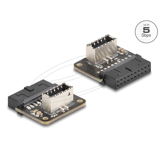 Delock USB 5 Gbps átalakító, tűfejes anya belső A kulcs anya ívelt