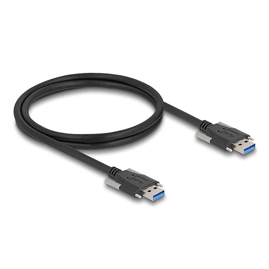 Delock USB 5 Gbps kábel A-típusú apa - A-típusú apa 22 mm-es csavar távolsággal 1 m, fekete
