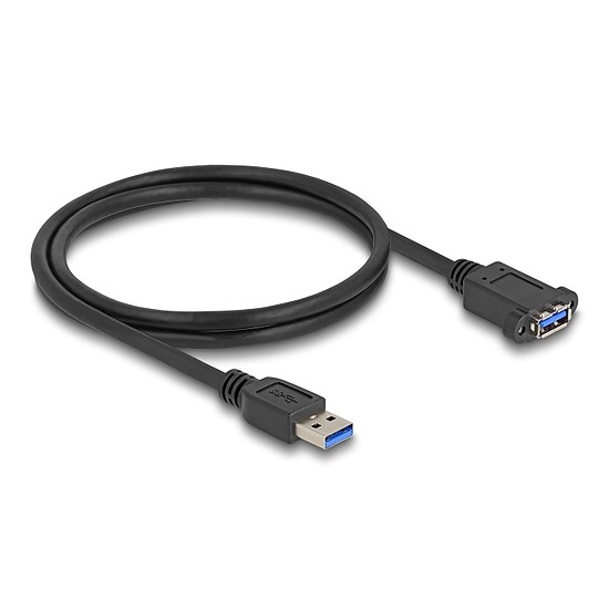 Delock USB 5 Gbps kábel A-típusú USB apa A-típusú USB anya installációhoz 1 m, fekete