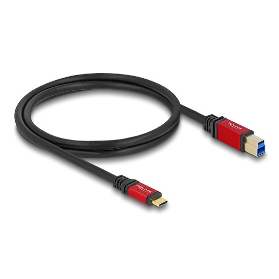 Delock USB 5 Gbps kábel USB Type-C apa - USB B-típusú apa 1 m piros fém