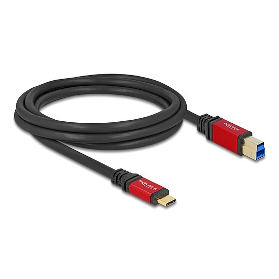 Delock USB 5 Gbps kábel USB Type-C apa - USB B-típusú apa 2 m piros fém