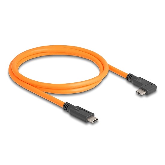Delock USB 5 Gbps kábel USB Type-C apa - USB Type-C apa 90 -ban hajlított kötött felvételre 1 m narancs színű