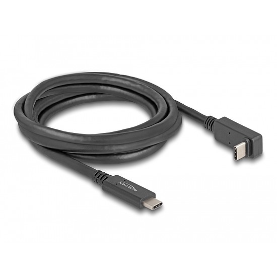 Delock USB 5 Gbps kábel USB Type-C apa USB Type-C apa, ívelt felfelé / lefelé, 2 m 4K PD 60 W E-Marker