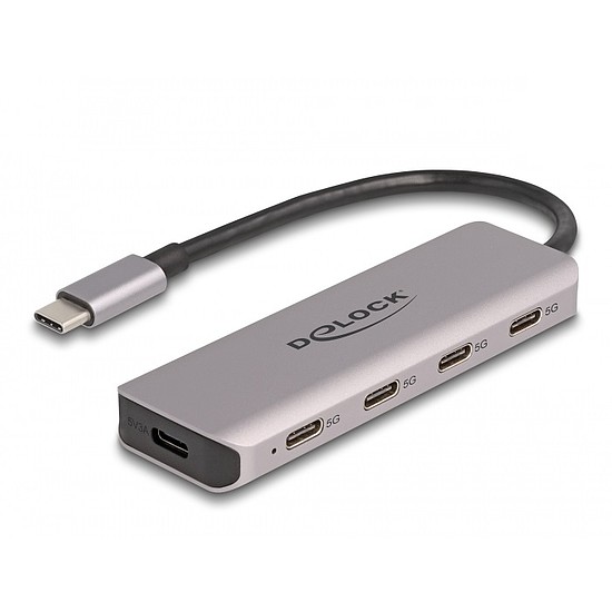 Delock USB 5 Gbps Tetején 4 USB porttal rendelkező USB Type-C hub USB Type-C csatlakoztatóval