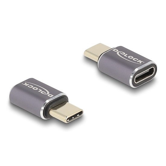 Delock USB Adapter 40 Gbps USB Type-C PD 3.0 100 W csatlakozódugóval - csatlakozóhüvellyel, portkímélővel 8K 60 Hz fém