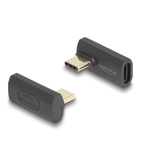 Delock USB Adapter 40 Gbps USB Type-C PD 3.1 240 W csatlakozódugóval - csatlakozóhüvellyel, elforgatott ívelt bal / jobb 8K 60 Hz fém