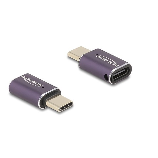 Delock USB Adapter 40 Gbps USB Type-C PD 3.1 240 W csatlakozódugóval - csatlakozóhüvellyel, portkímélővel 8K 60 Hz fém