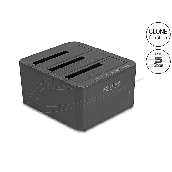 Delock USB dokkoló állomás 3 x SATA HDD / SSD-hez 1:2 klón funkcióval