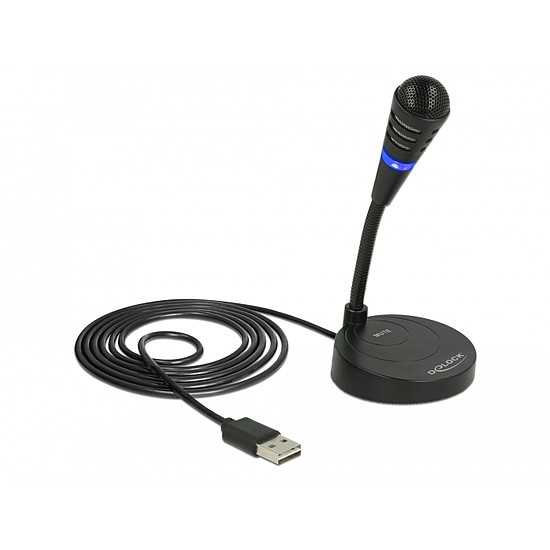 Delock USB mikrofon talppal és érintős némító gombbal (65868)