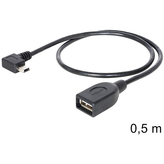 Delock USB mini apa forgatott > USB 2.0-A anya OTG kábel, 50 cm (83356)