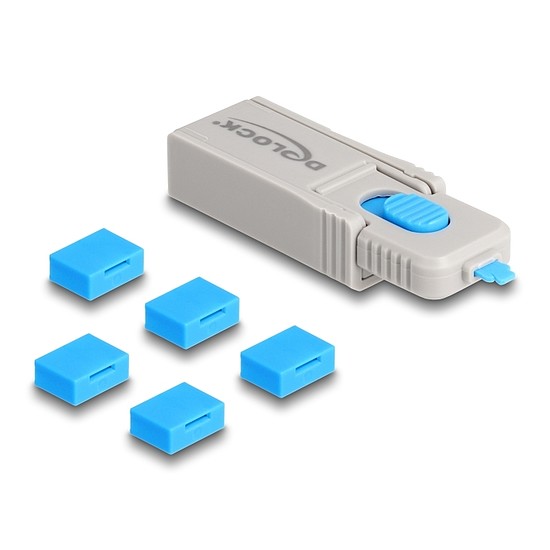 Delock USB port blokkoló szett A-típusú USB anya portok számára, 5 db. + lezáró eszköz