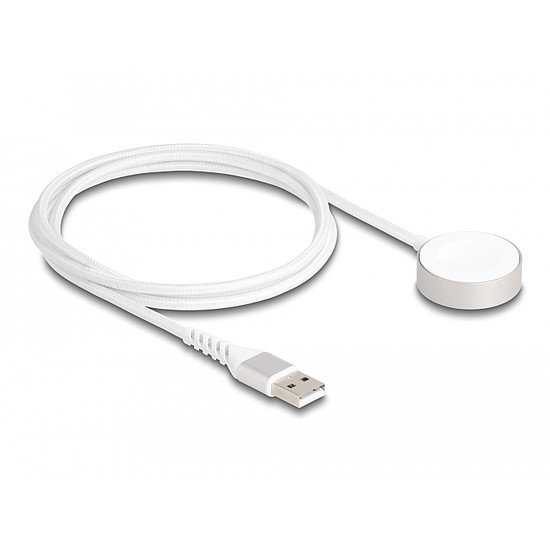 Delock USB töltőkábel Apple Watch MFi-hez, 1 m, fehér és mágneses
