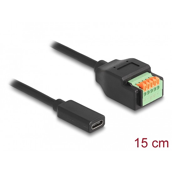 Delock USB Type-C 2.0 kábel anya - terminal block adapter lenyomó gombbal 15 cm (66067)