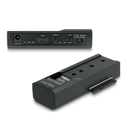 Delock USB Type-C átalakító 1 db. M.2 NVMe SSD + 1 db. SATA SSD / HDD klón funkcióval