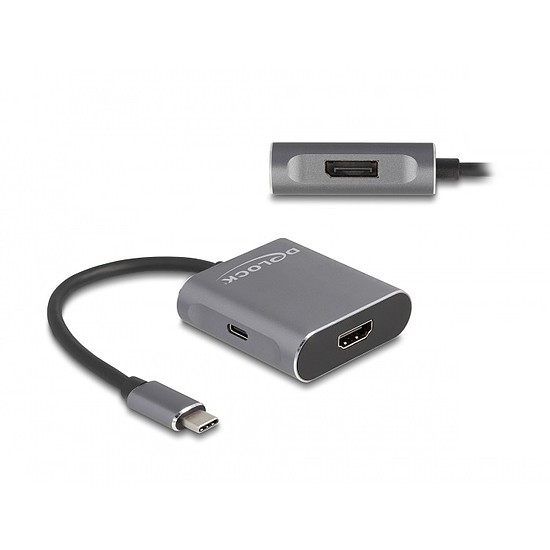 Delock USB Type-C elosztó (DP Alt Mode) - 1 x HDMI + 1 x DisplayPort MST USB Type-C PD-vel