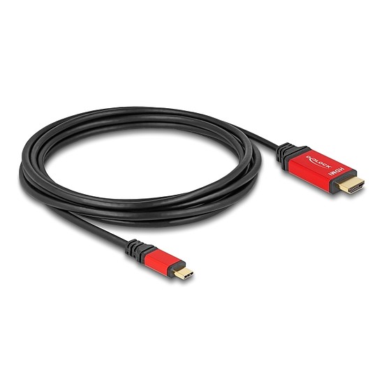 Delock USB Type-C - HDMI kábel (DP Alt Mode) 8K 60 Hz-hez HDR funkcióval 3 m piros
