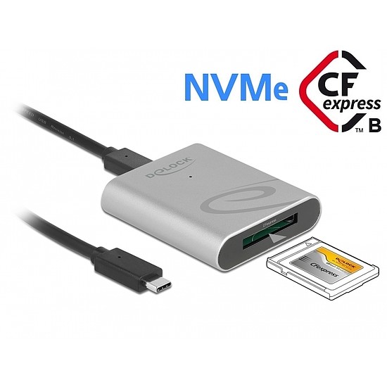 Delock USB Type-C kártyaolvasó alumínium keretben CFexpress memória kártyákhoz (91751)