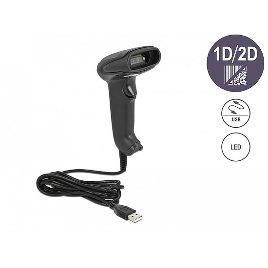Delock USB vonalkódolvasó 1D és 2D kapcsolódó kábellel - German Version