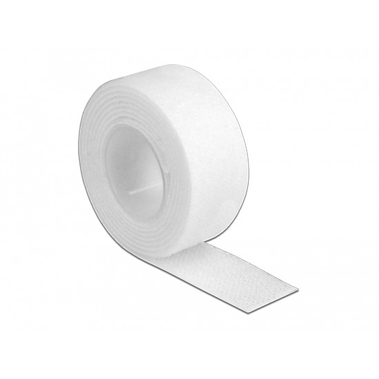 Delock Velcro fehér ragasztó szalag guriga Hx 1 m x Sz 20 mm (18379)