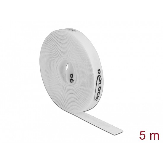 Delock Velcro fehér ragasztó szalag guriga Hx 5 m x Sz 15 mm (18387)