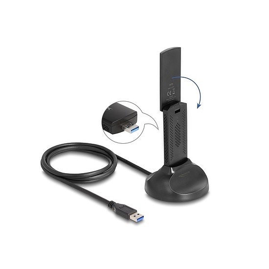 Delock Wi-Fi 6E duális Band WLAN USB adapter AX3000 (2 x 1201 + 574 Mbps)