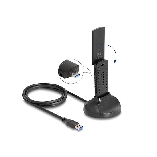 Delock Wi-Fi 6E duális Band WLAN USB adapter AX5400 (2 x 2402 + 574 Mbps)