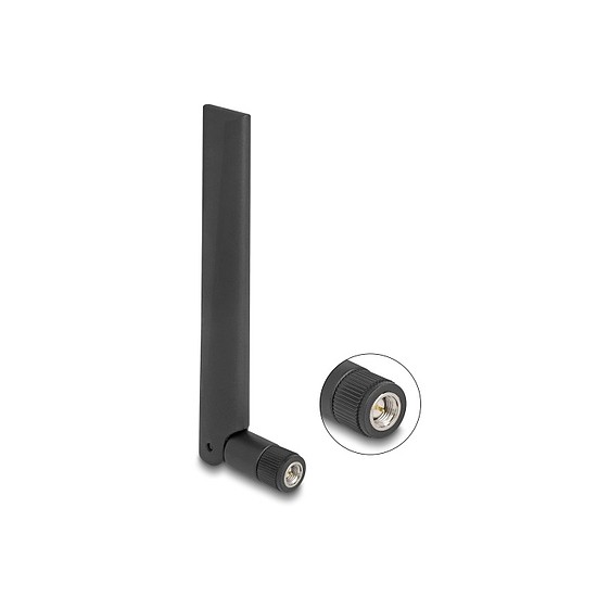 Delock WiFi 6E antenna SMA-dugó 3 dBi irányított, csuklós csatlakozó, fekete