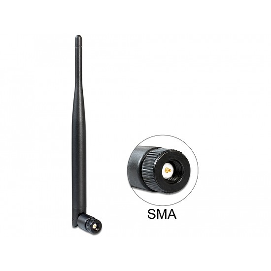 Delock WLAN Antenna 802.11 ac/a/b/g/n SMA 4 - 5 dBi omnidirectional joint black (89438)