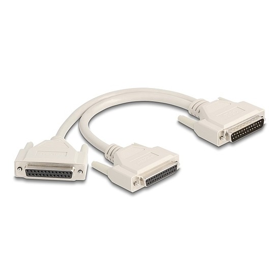Delock Y osztott kábeles adapter D-Sub 25 tűs apa - 2 x D-Sub 25 tűs anya csavarokkal 30 cm