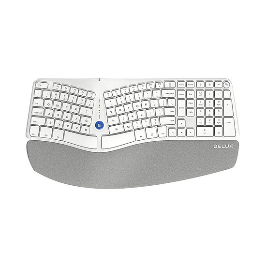 Delux GM901D BT+2.4G Ergonomikus vezeték nélküli ANGOL kiosztású billentyűzet, fehér (GM901D ( white))