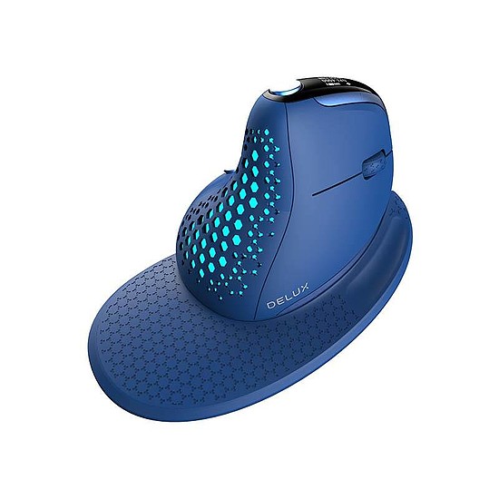 Delux M618XSD vezeték nélküli vertikális, ergonomikus egér BT+2.4G RGB kék (M618XSD (Blue)) 