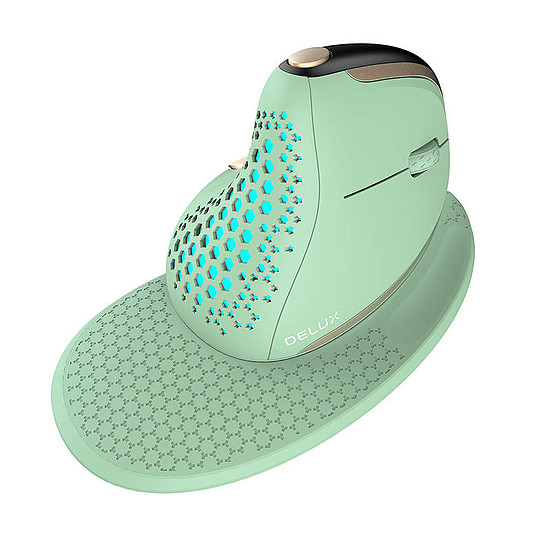 Delux M618XSD vezeték nélküli vertikális, ergonomikus egér BT+2.4G RGB menta (M618XSD (green))