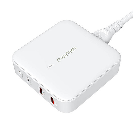 Deskop töltő Choetech PD8008, 2x USB-C, 2x USB-A, GaN, 100W fehér