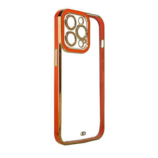 Divat tok Samsung Galaxy A12 5G arany kerettel, zselés borítással, piros