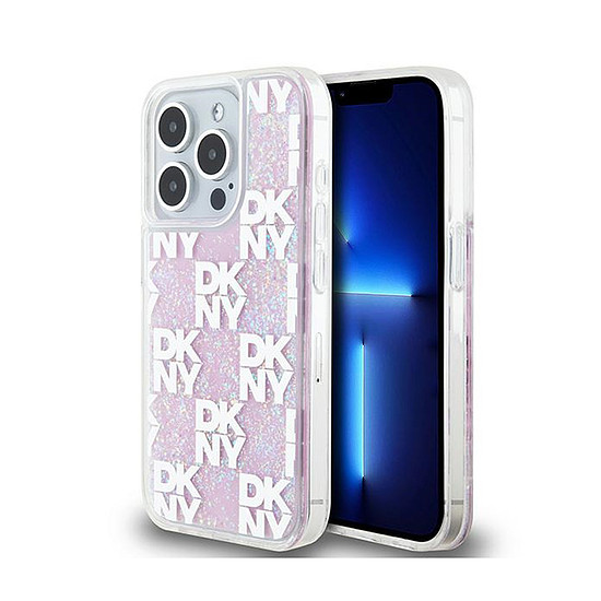 DKNY Liquid Glitter Multilogo - iPhone 15 Pro tok rózsaszín (DKHCP15LLCPEPP)