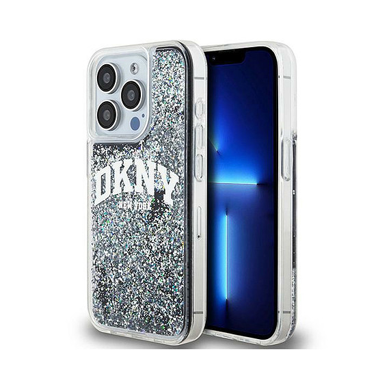 DKNY Liquid Glitter nagy logó - iPhone 13 Pro tok fekete (DKHCP13LLBNAEK)