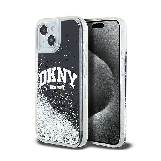 DKNY Liquid Glitter nagy logó - iPhone 15 Plus / 14 Plus tok fekete (DKHCP15MLBNAEK)