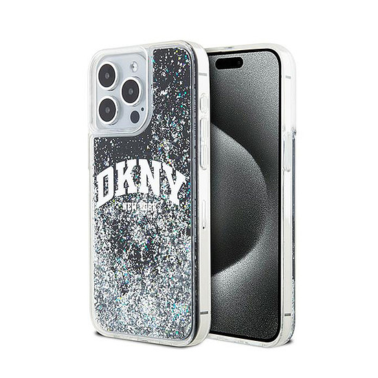 DKNY Liquid Glitter nagy logó - iPhone 15 Pro Max tok fekete (DKHCP15XLBNAEK)
