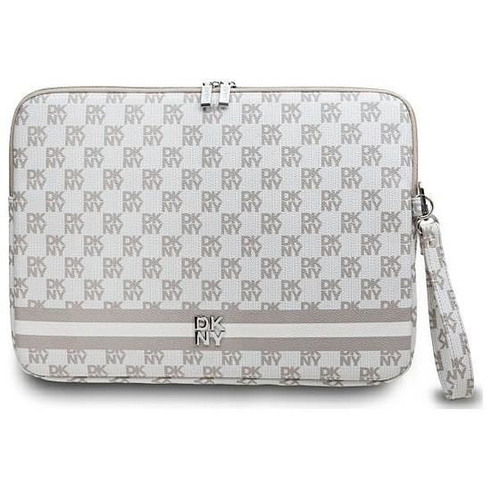 DKNY Sleeve Checkered Pattern Printed Stripes 14" Laptoptáska - Bézs